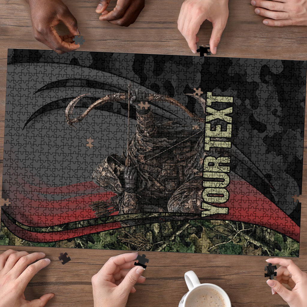 Personalized Death Stalks Bowhunting Deer Skull Puzzle Grim Reaper Bow Hunter Camo Crossfire Target Art