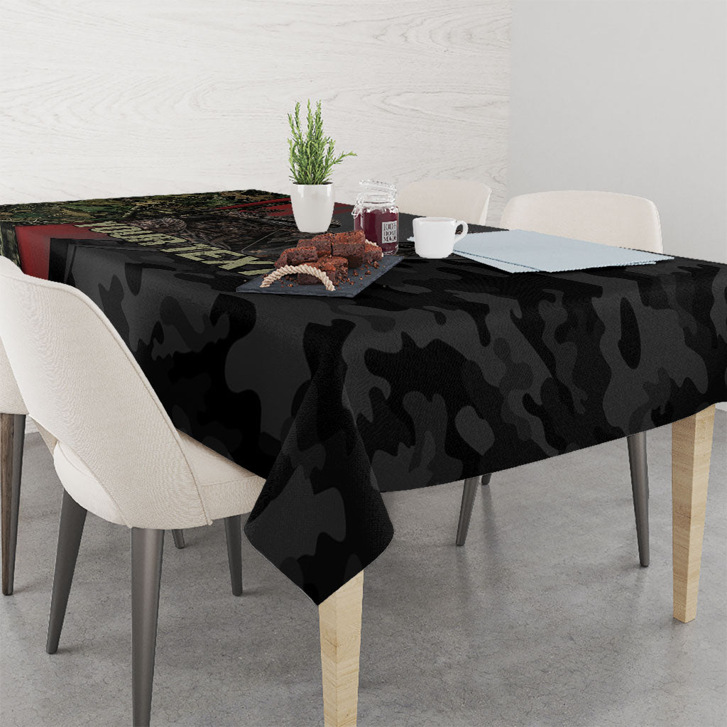 Personalized Death Stalks Bowhunting Deer Skull Tablecloth Grim Reaper Bow Hunter Camo Crossfire Target Art