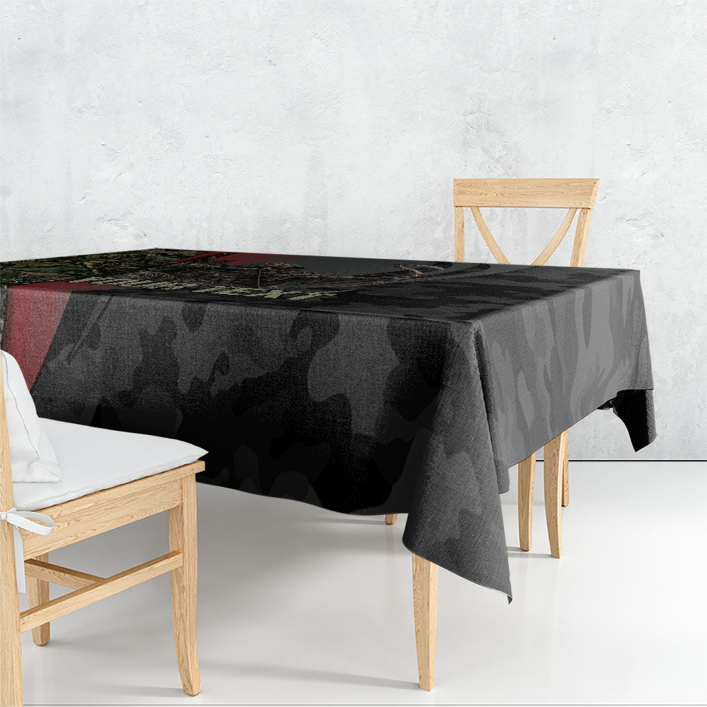 Personalized Death Stalks Bowhunting Deer Skull Tablecloth Grim Reaper Bow Hunter Camo Crossfire Target Art