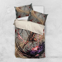 Horus Behdety Warrior Bedding Set with Falcon Mask and Spear Ancient Egyptian Combat