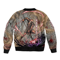 Horus Behdety Warrior Bomber Jacket with Falcon Mask and Spear Ancient Egyptian Combat