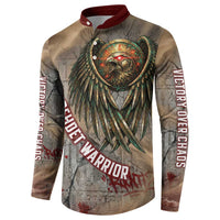 Horus Behdety Warrior Button Sweatshirt with Falcon Mask and Spear Ancient Egyptian Combat