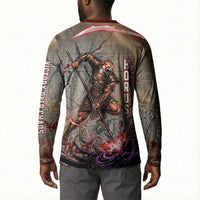 Horus Behdety Warrior Button Sweatshirt with Falcon Mask and Spear Ancient Egyptian Combat