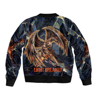 Heru-Ur Bomber Jacket Flaming Wings and Sword Ancient Egyptian Warrior