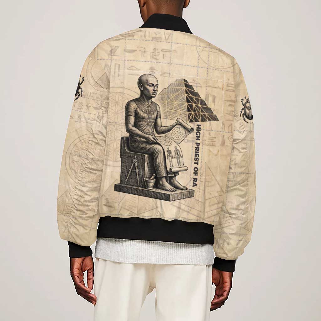 Imhotep Bomber Jacket Pyramid Blueprints Ancient Egyptian Architecture and Priest