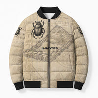 Imhotep Bomber Puffer Jacket Pyramid Blueprints Ancient Egyptian Architecture and Priest