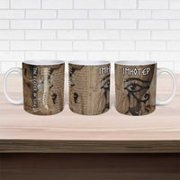 Imhotep Eye of Horus Ceramic Mug Papyrus Scrolls Ancient Egyptian Medicine