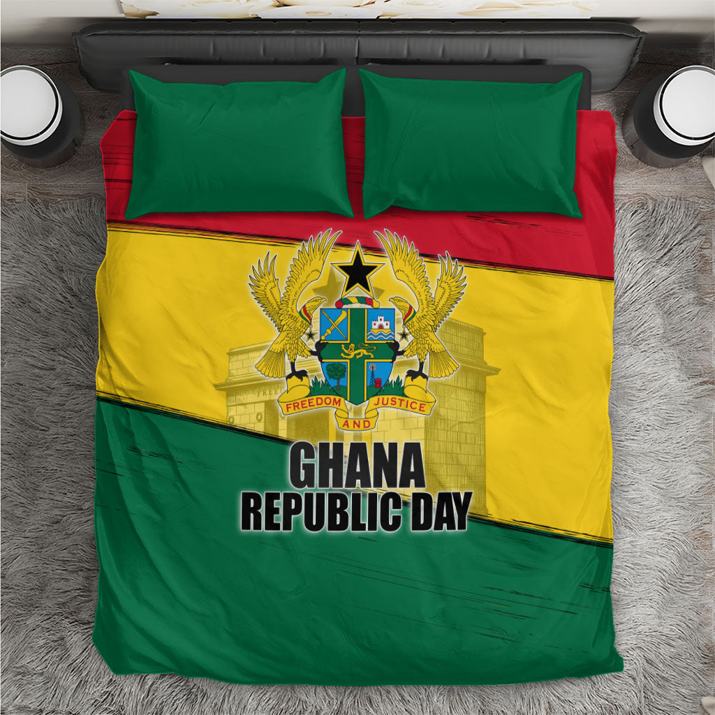 Ghana Republic Day Bedding Set Ghanaian Pride Flag Colors With Coat Of Arms And Black Star