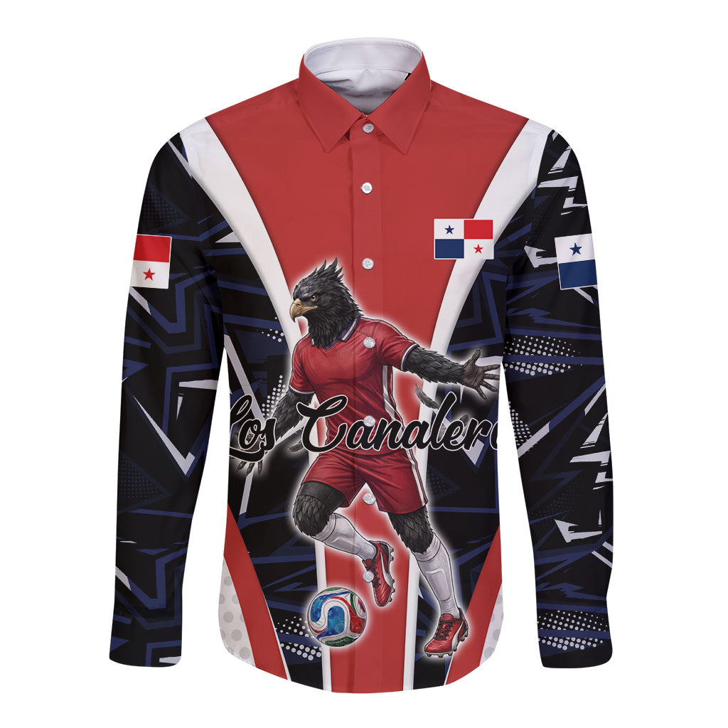 Personalized Panama Soccer Harpy Eagle Long Sleeve Button Shirt Los Canaleros Football Mascot Fan