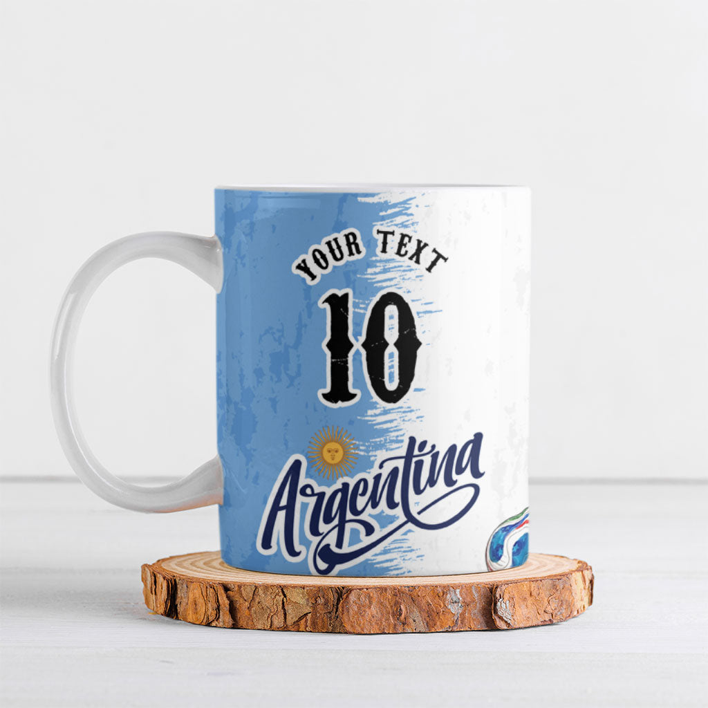 Personalized Argentina Football La Seleccion Ceramic Mug Argentinian Horse Soccer Mascot Patriotic Grunge