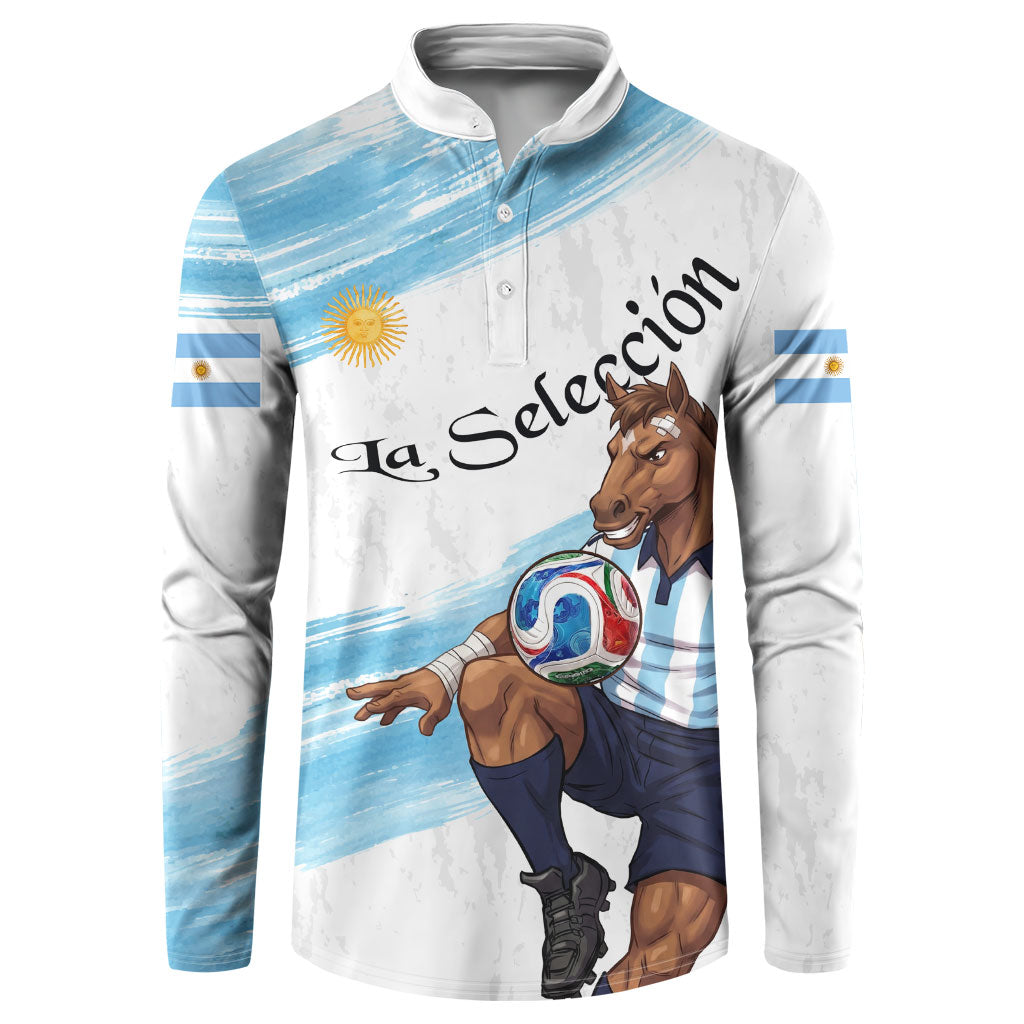 Personalized Argentina Football Button Sweatshirt La Seleccion Horse - Sun Of May