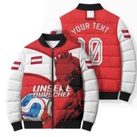 Personalized Austria Football Bomber Puffer Jacket Unsere Burschen Eagle Mascot