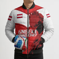 Personalized Austria Football Bomber Puffer Jacket Unsere Burschen Eagle Mascot