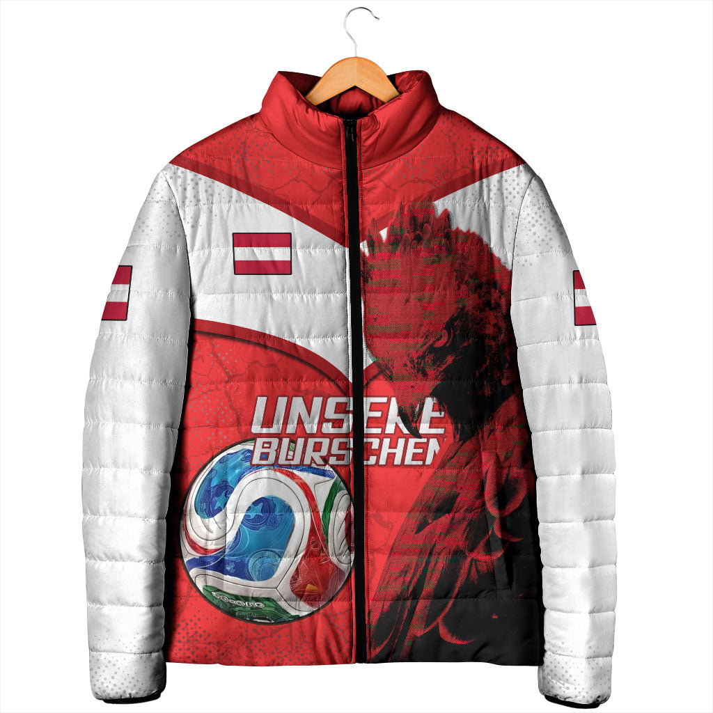 Personalized Austria Football Padded Jacket Unsere Burschen Eagle Mascot