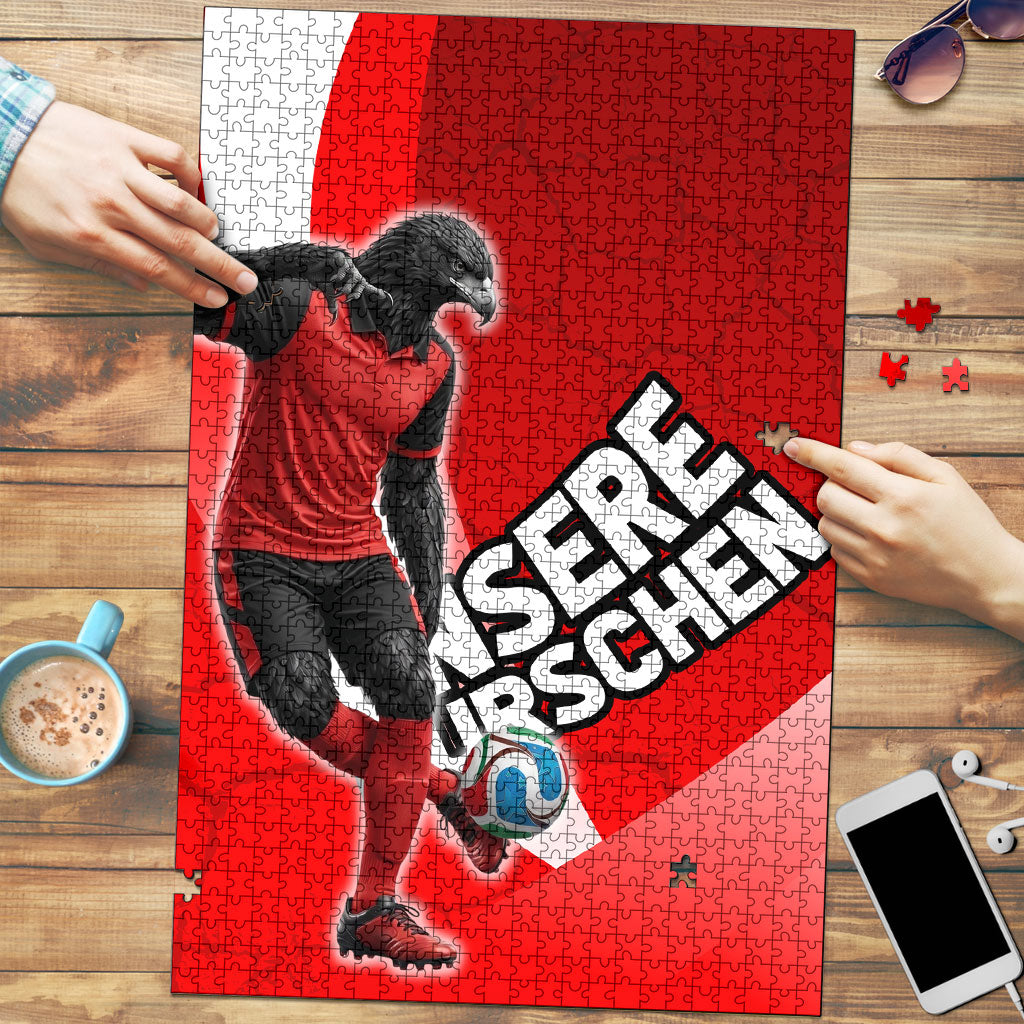 Austria Football Unsere Burschen Puzzle Eagle Mascot Patriotic Wave Grunge