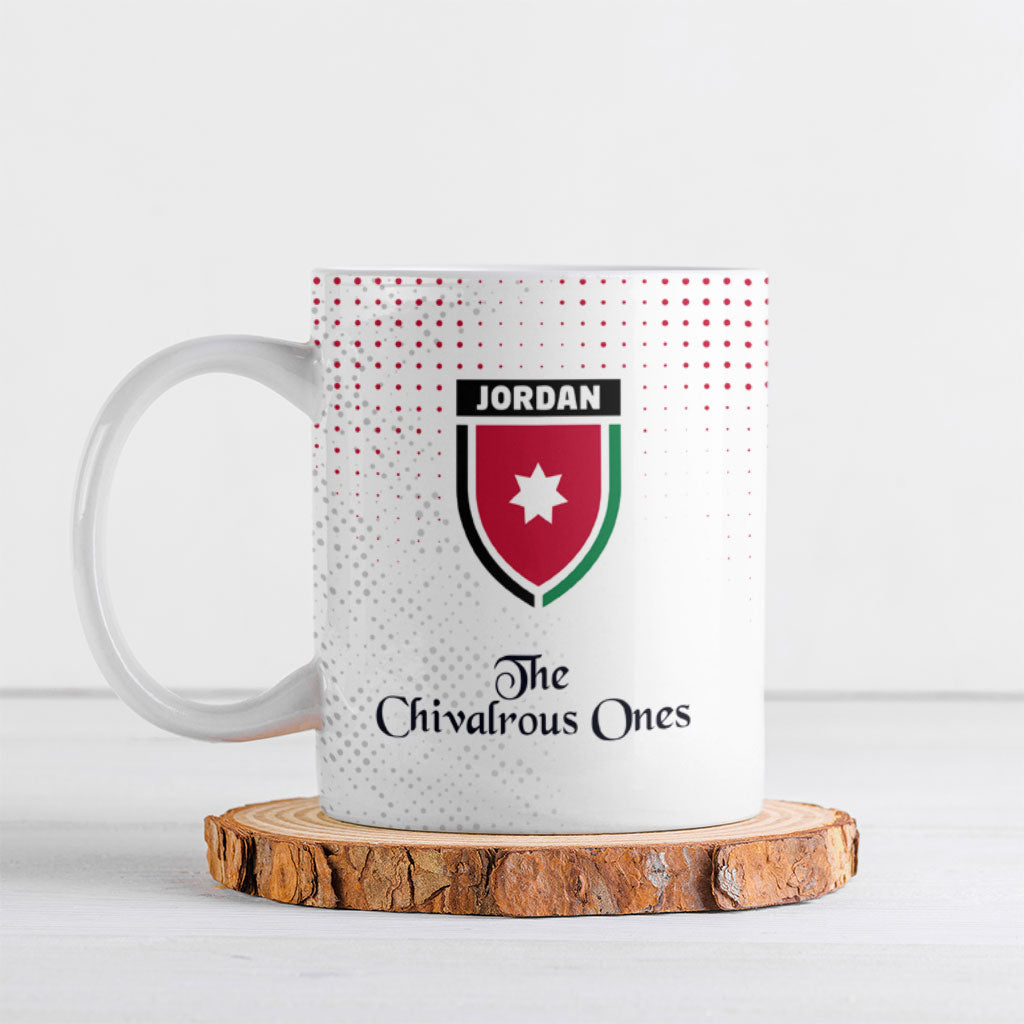 Jordan Football Ceramic Mug The Chivalrous Ones Oryx Mascot Patriotic Halftone Dot