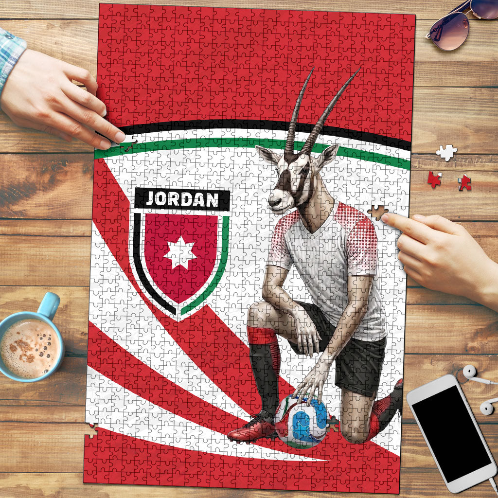 Jordan Football Oryx Mascot Puzzle Patriotic Diagonal Stripe Athletic Graphic