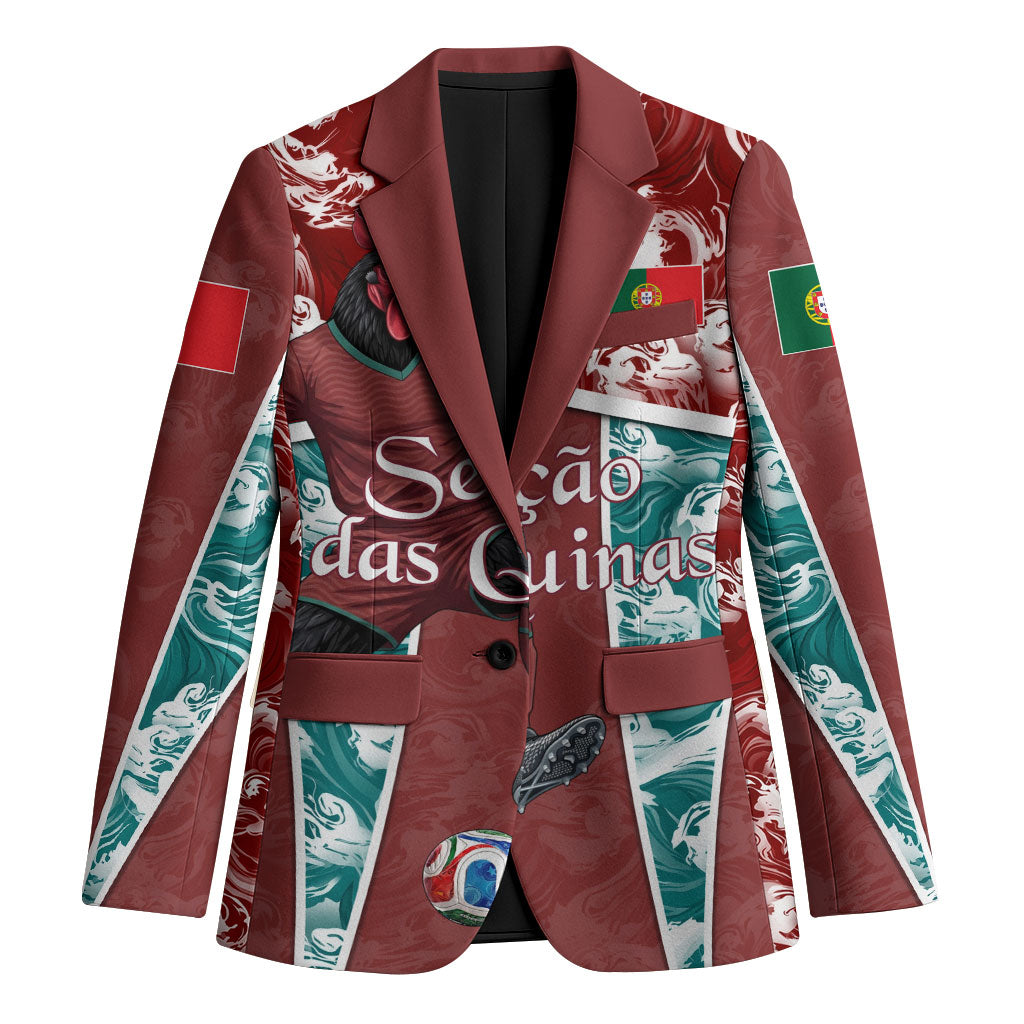 Personalized Portugal Football Blazer Selecao das Quinas Rooster Mascot Ornate Marble Swirl