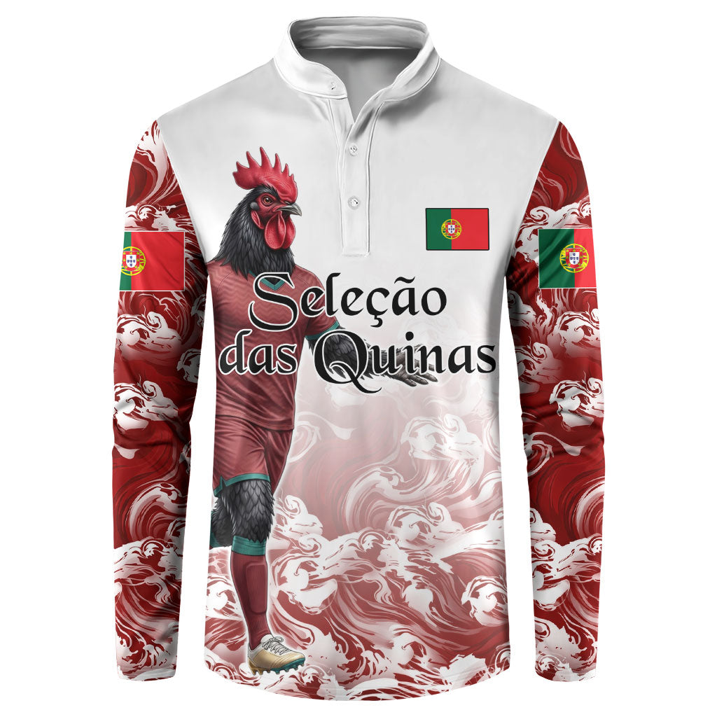 Personalized Portugal Football Selecao das Quinas Button Sweatshirt Rooster Mascot Patriotic Ornate