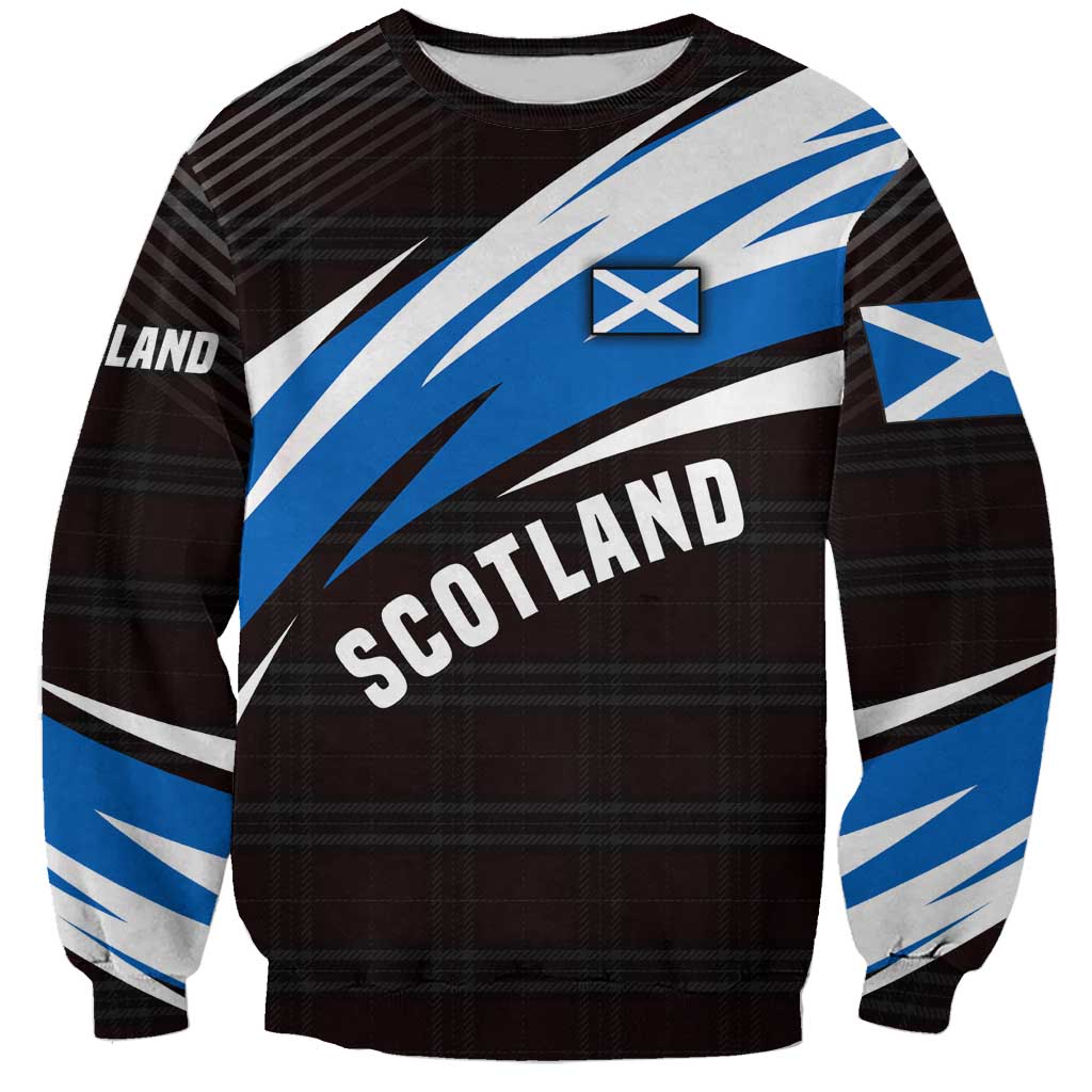 Scotland Lion Sweatshirt with Blue and White Saltire and Tartan Pattern - Wonder Print Shop
