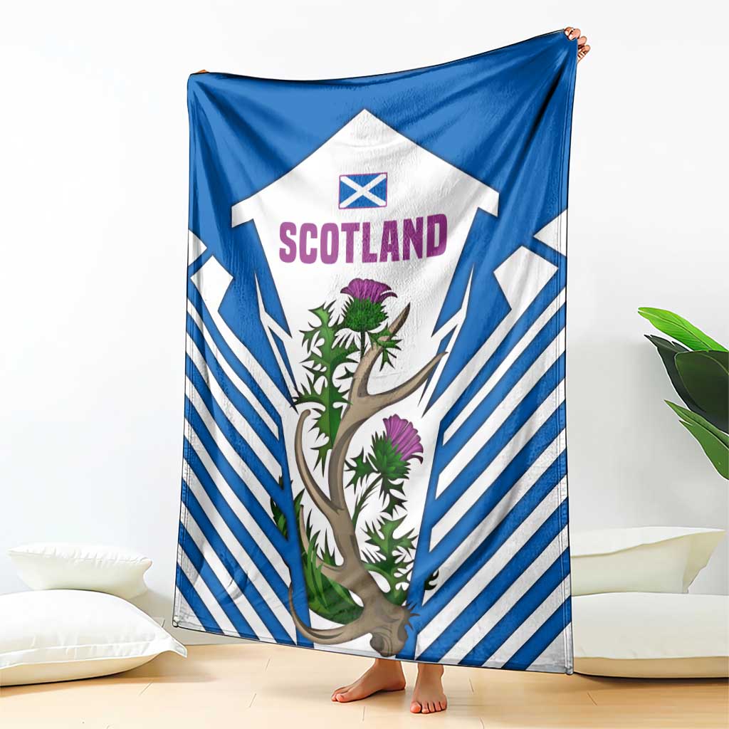 Scotland Thistle and Saltire Blanket with Blue and White National Design - Wonder Print Shop
