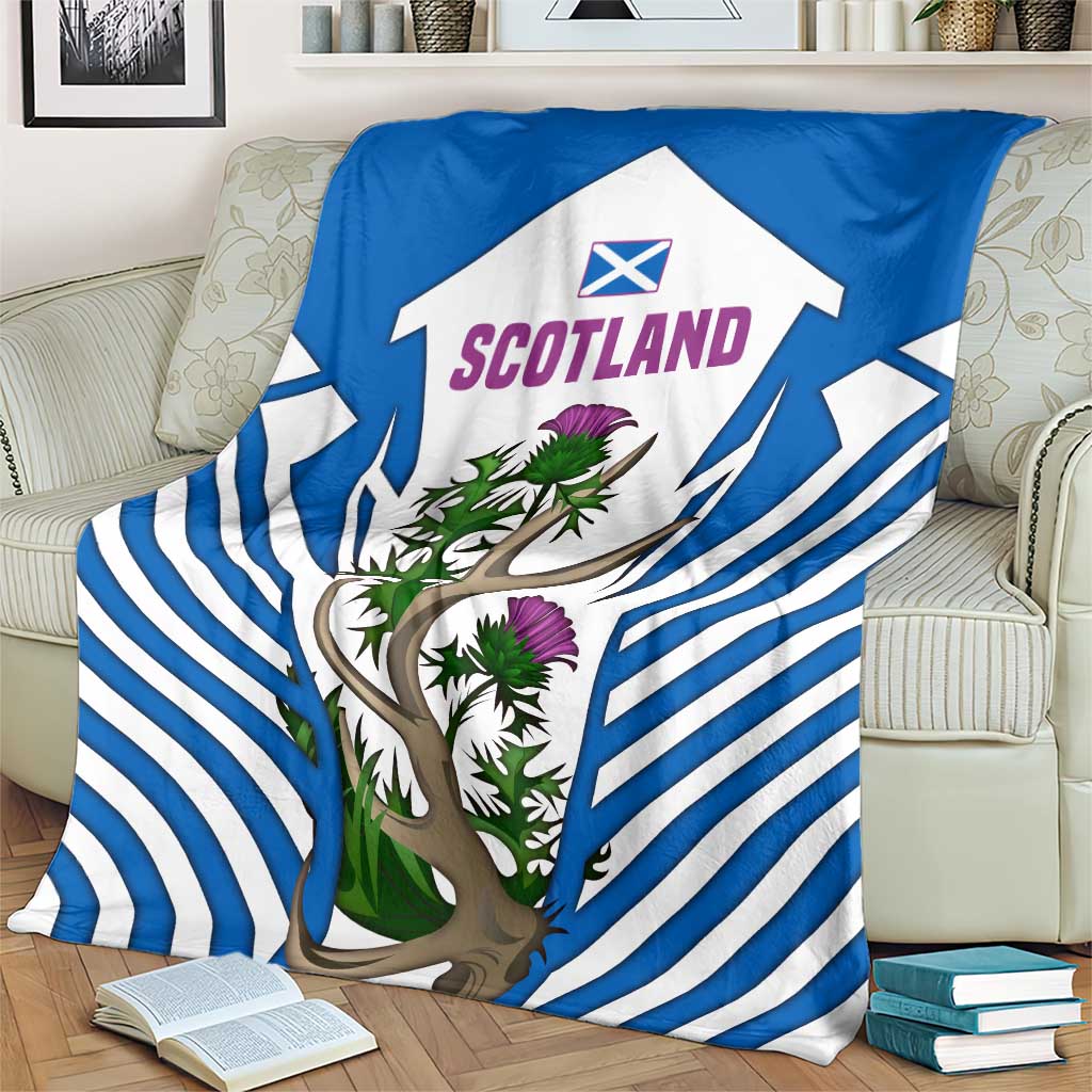 Scotland Thistle and Saltire Blanket with Blue and White National Design - Wonder Print Shop
