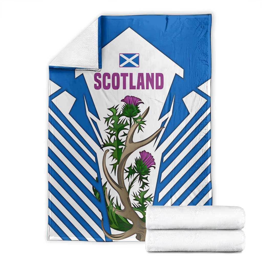 Scotland Thistle and Saltire Blanket with Blue and White National Design - Wonder Print Shop