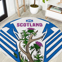 Scotland Thistle and Saltire Round Carpet with Blue and White National Design - Wonder Print Shop