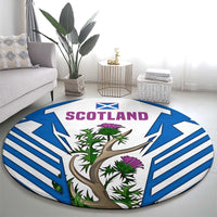 Scotland Thistle and Saltire Round Carpet with Blue and White National Design - Wonder Print Shop