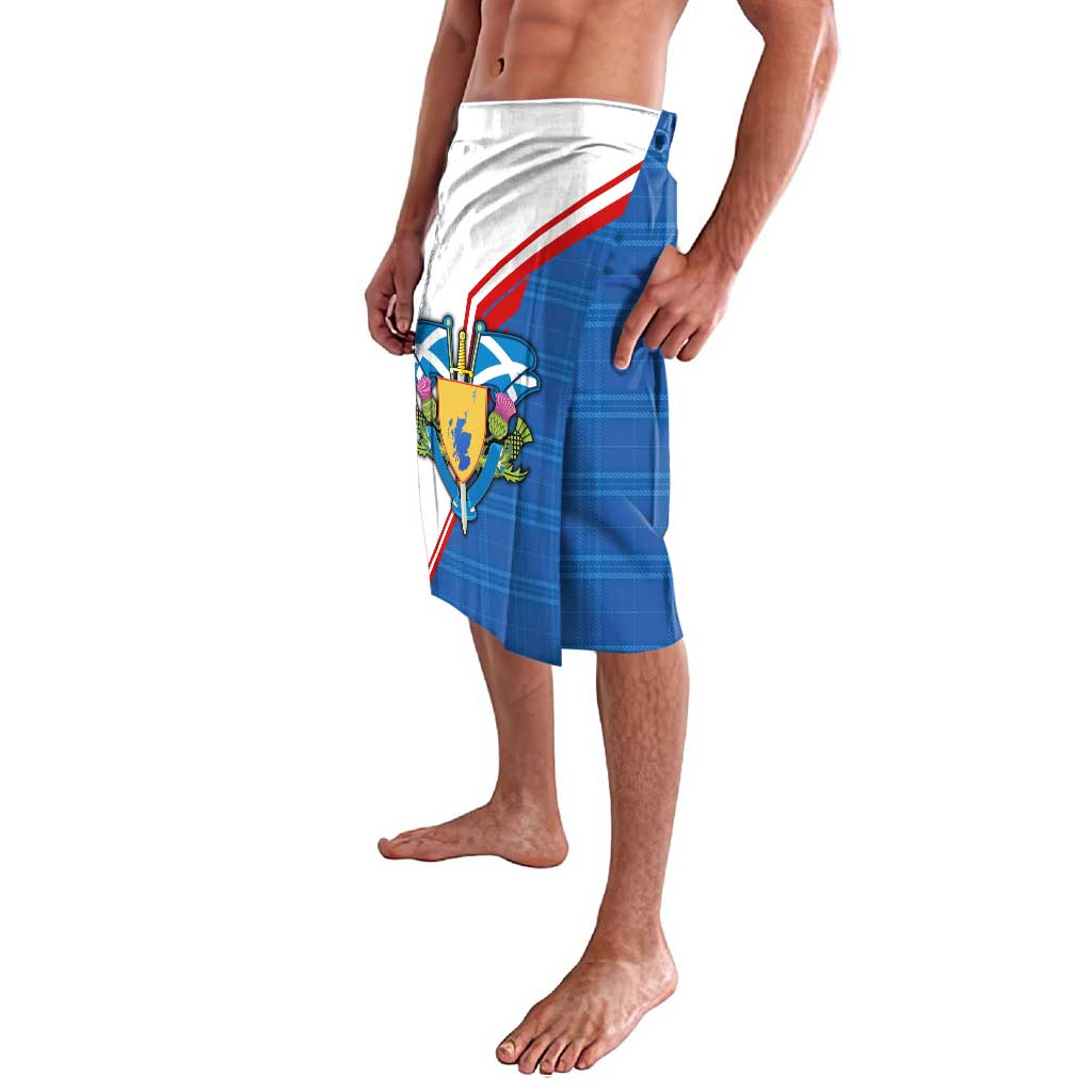 Scotland Blue Tartan Lavalava with Crest and Saltire Shield Design - Wonder Print Shop