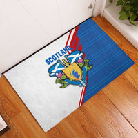 Scotland Blue Tartan Rubber Doormat with Crest and Saltire Shield Design - Wonder Print Shop