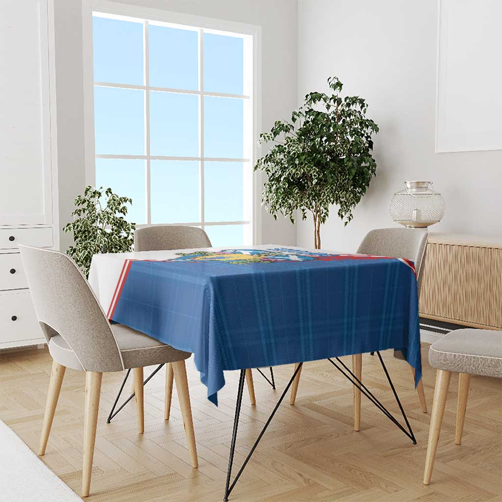 Scotland Blue Tartan Tablecloth with Crest and Saltire Shield Design - Wonder Print Shop