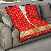 Armenian Traditional Red Quilt with Gold Cross Pattern and Flag Crest - Wonder Print Shop