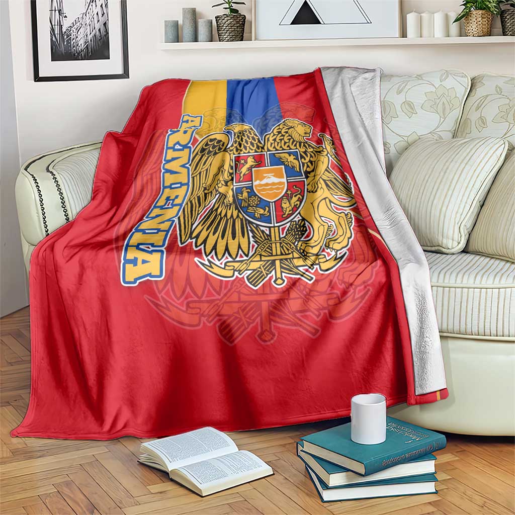 Armenia Flag Blanket with National Coat of Arms and Map Design - Wonder Print Shop