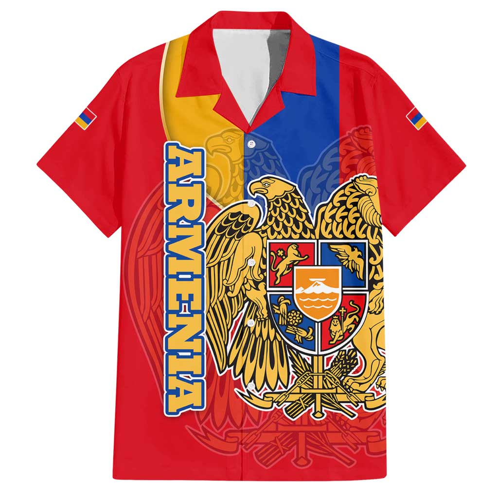 Armenia Flag Hawaiian Shirt with National Coat of Arms and Map Design - Wonder Print Shop