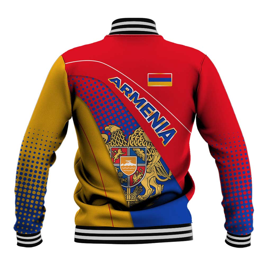 Armenia Flag Colors Baseball Jacket with National Emblem and Map Design - Wonder Print Shop