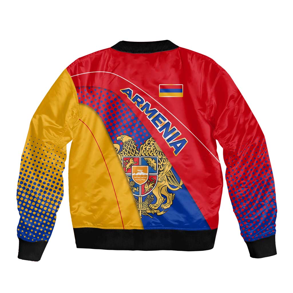 Armenia Flag Colors Bomber Jacket with National Emblem and Map Design - Wonder Print Shop