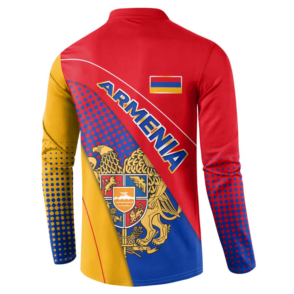 Armenia Flag Colors Button Sweatshirt with National Emblem and Map Design - Wonder Print Shop
