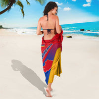 Armenia flag sarong wrap skirt with red and blue map design and yellow panel