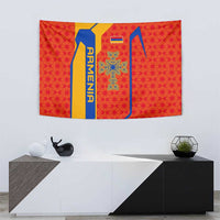 Armenia Flag-Inspired Tapestry with Ornamental Cross and Geometric Pattern Design - Wonder Print Shop