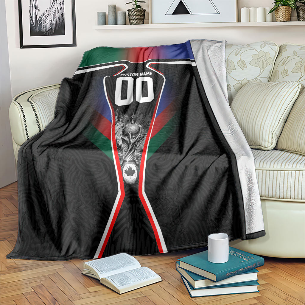 Personalized World Football 2026 Host Nations Blanket USA Canada Mexico Soccer Trophy