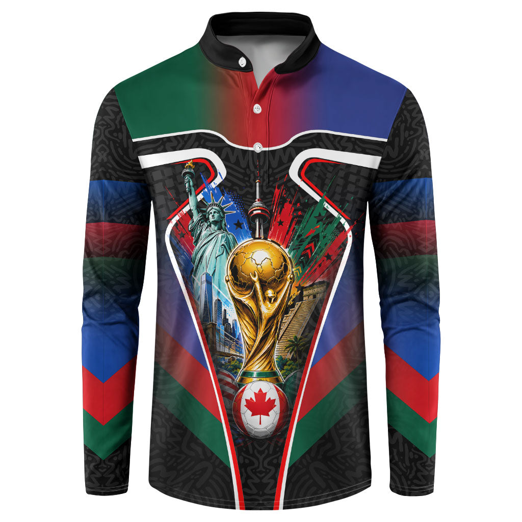 Personalized World Football 2026 Host Nations Button Sweatshirt USA Canada Mexico Soccer Trophy