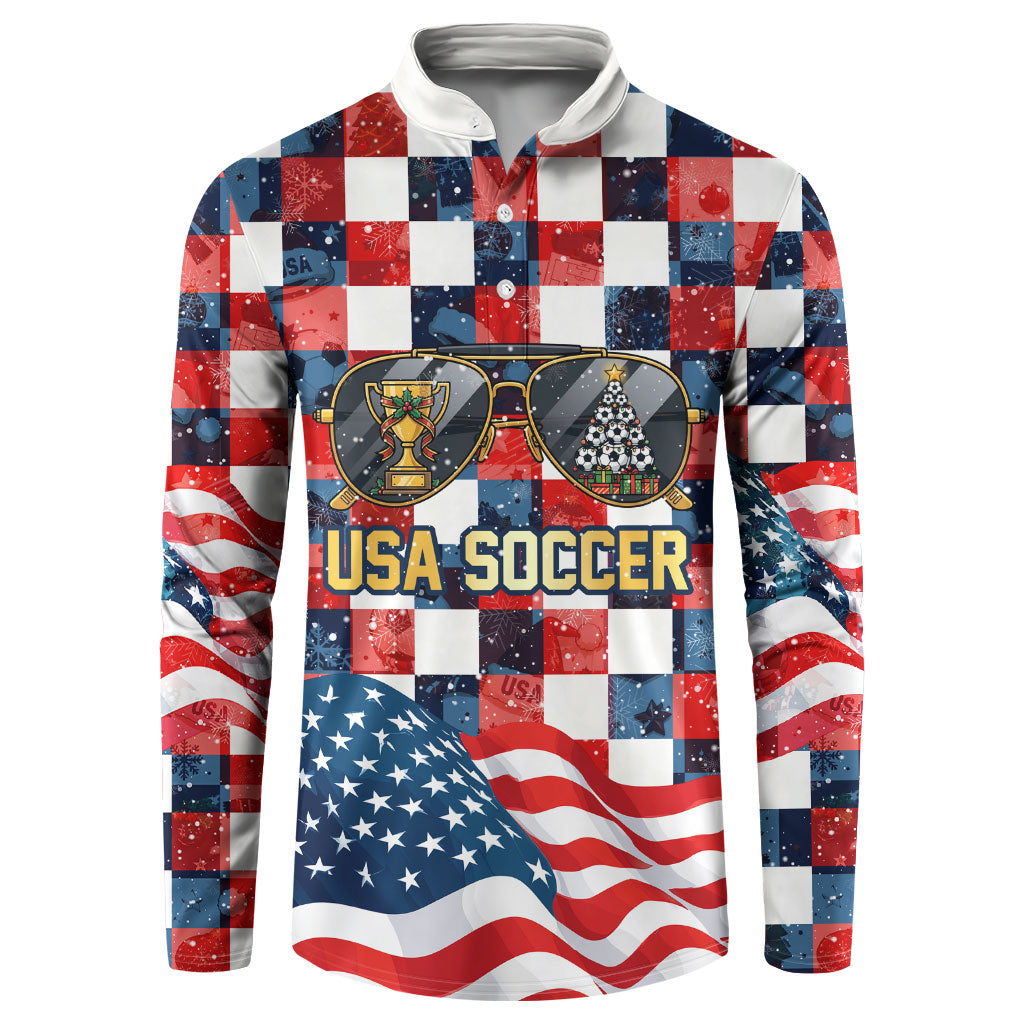 USA Soccer Summer Christmas In July Button Sweatshirt Summer Santa World Football 2026