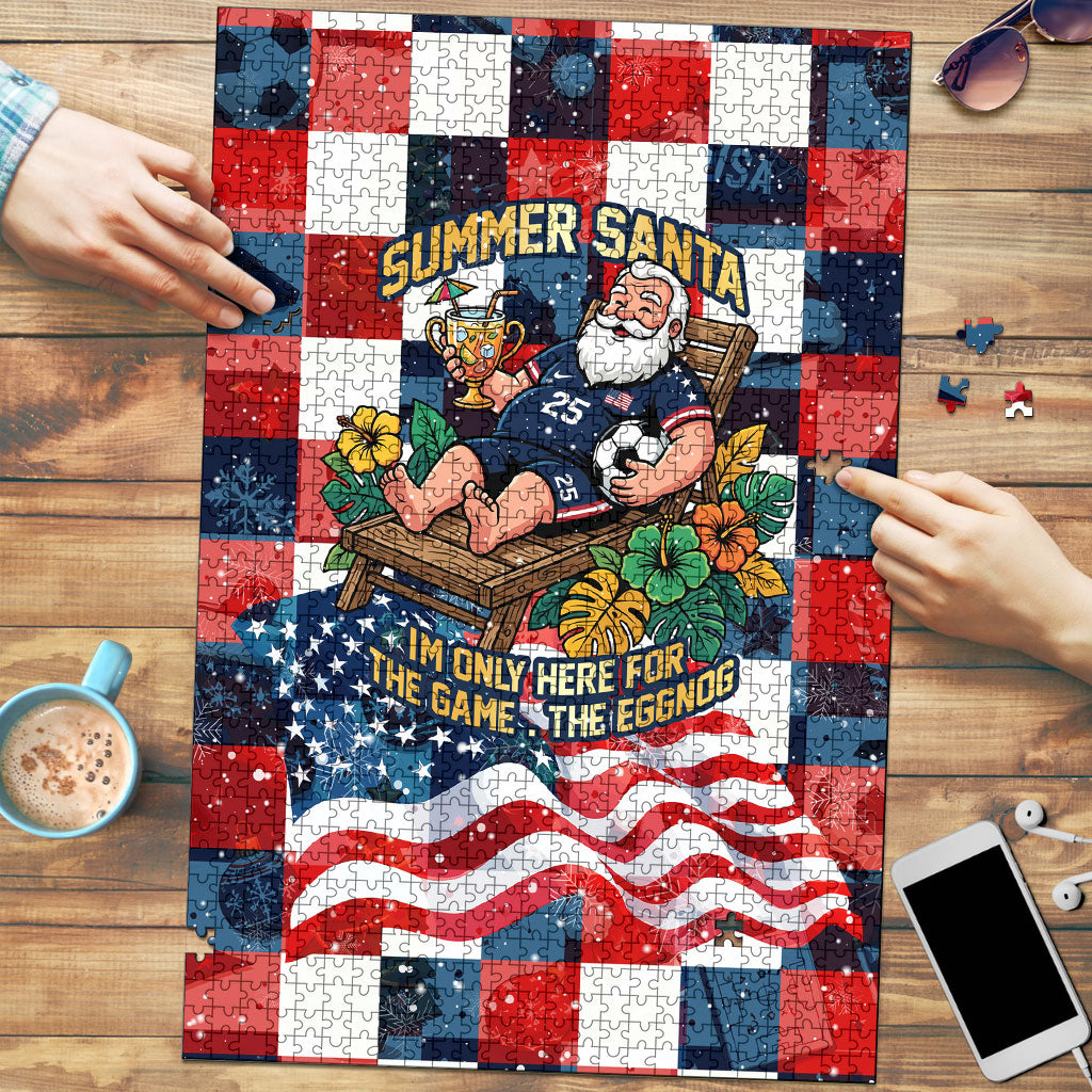 USA Soccer Summer Christmas In July Puzzle Summer Santa World Football 2026