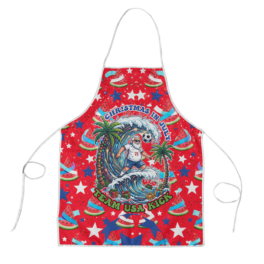 Christmas In July USA Soccer Apron Surfing Santa Flamingo Summer Watermelon