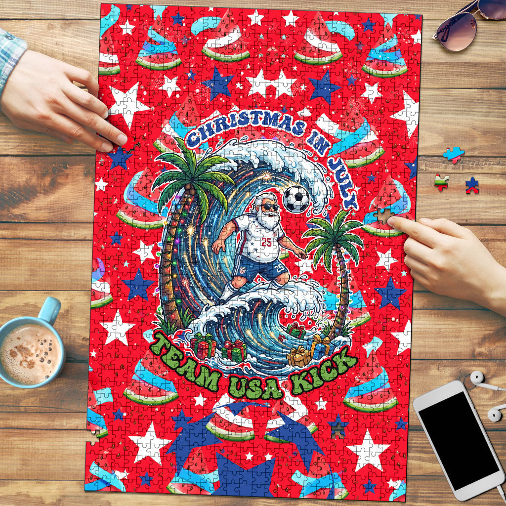 Christmas In July USA Soccer Puzzle Surfing Santa Flamingo Summer Watermelon