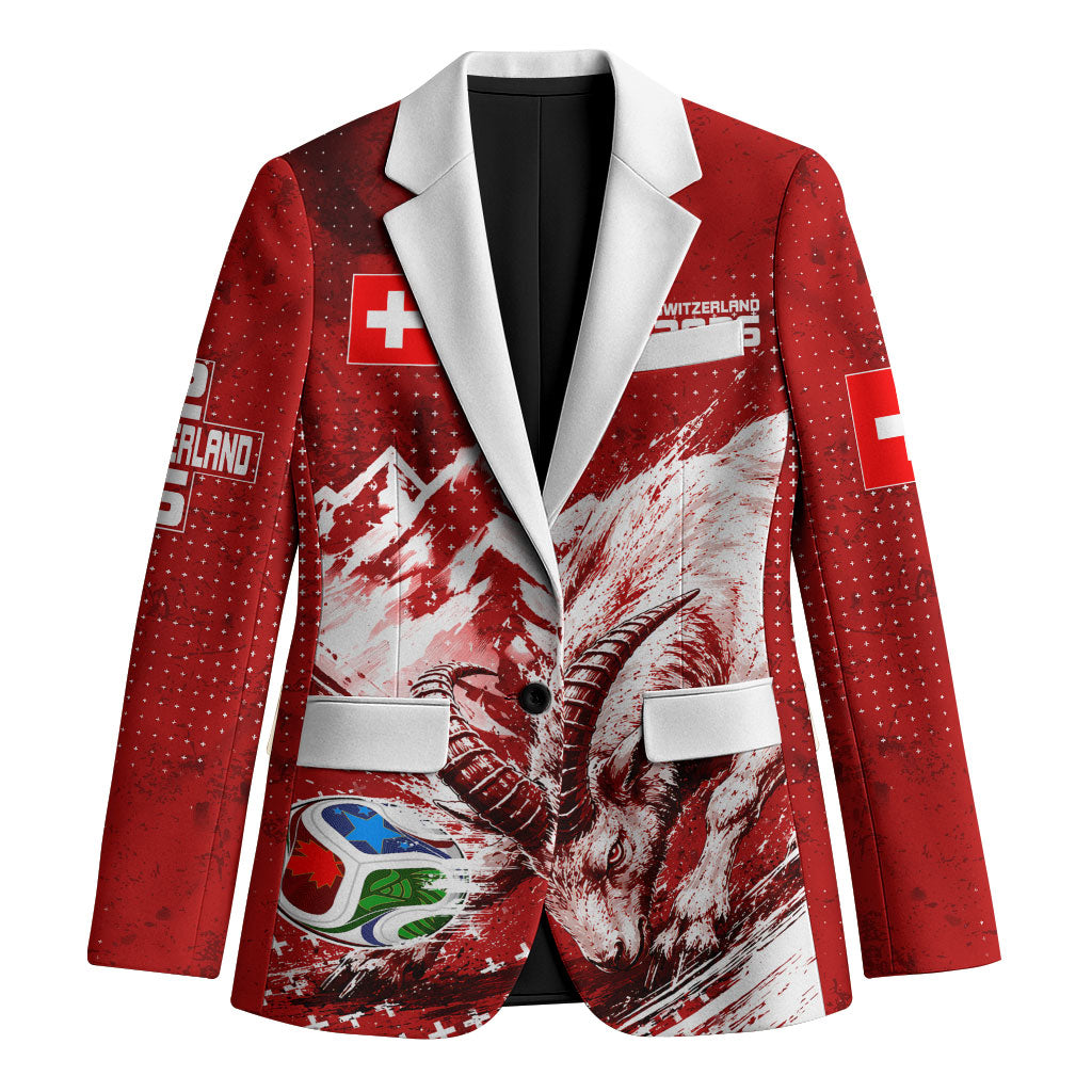 Personalized Switzerland Ibex Soccer 2026 Blazer Grunge Swiss Football Cross Mountain