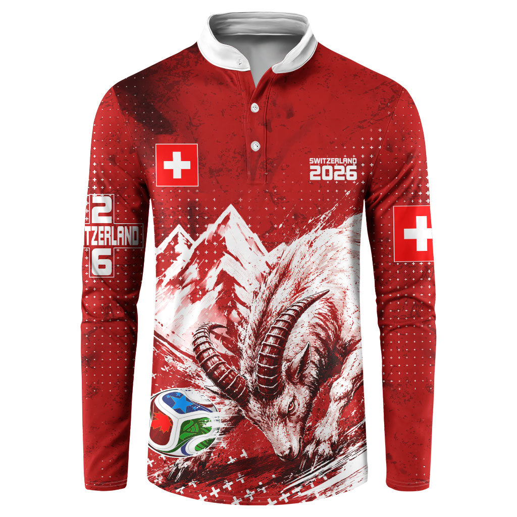 Personalized Switzerland Ibex Soccer 2026 Button Sweatshirt Grunge Swiss Football Cross Mountain