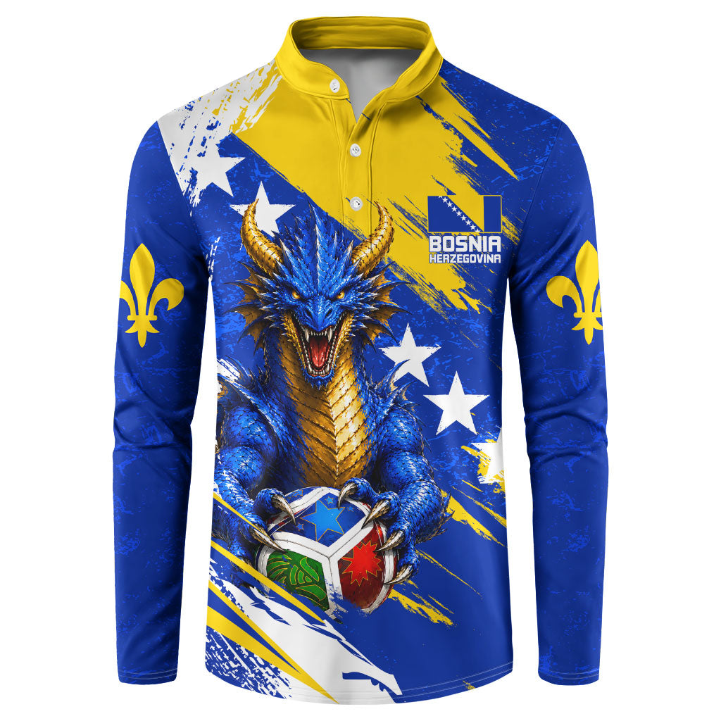 Personalized Bosnia Herzegovina Dragon Soccer Button Sweatshirt Bosnian Football Flag Stars Fleur De Lis Grunge