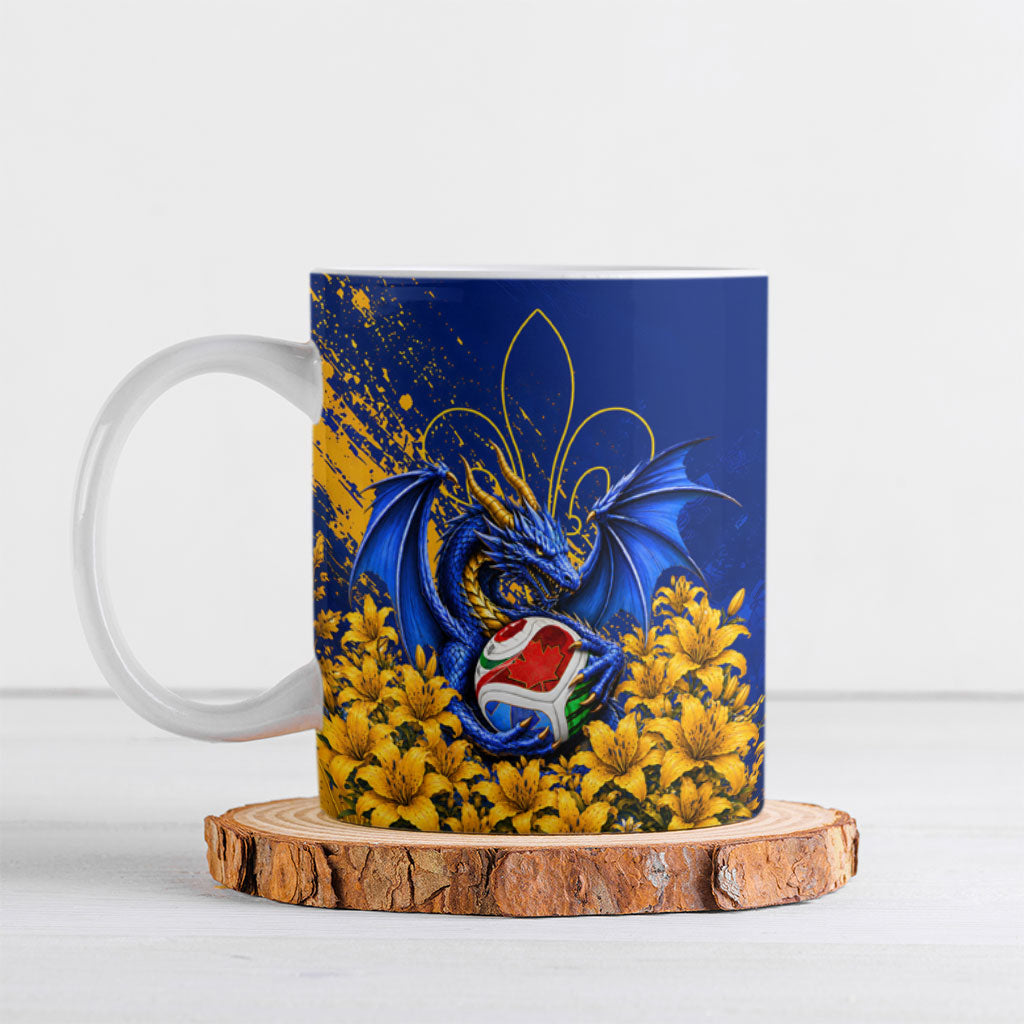 Personalized Bosnia Herzegovina Dragon Soccer Ceramic Mug Football Golden Lily Bosnian Flag Cheering Fans